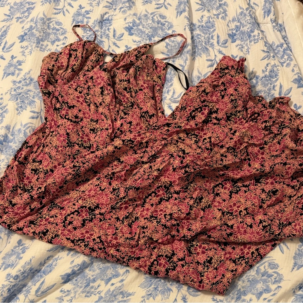 Free People Pink Floral Slip Maxi Dress with Spaghetti Straps - Picture 3 of 4